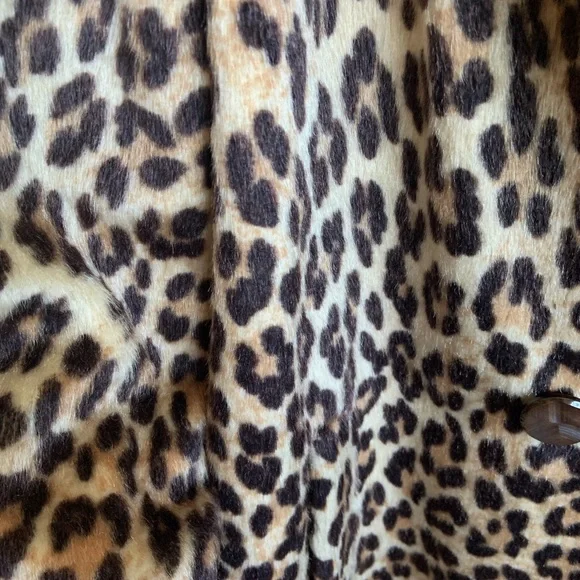 Vintage 60s Leopard Peacoat faux Fur size large 12 14 - Picture 7 of 14